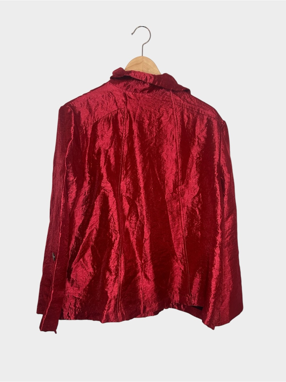 Ruby Rd Red Shimmer Jacket Size 14 Metallic Button Front Y2K - Picture 4 of 9